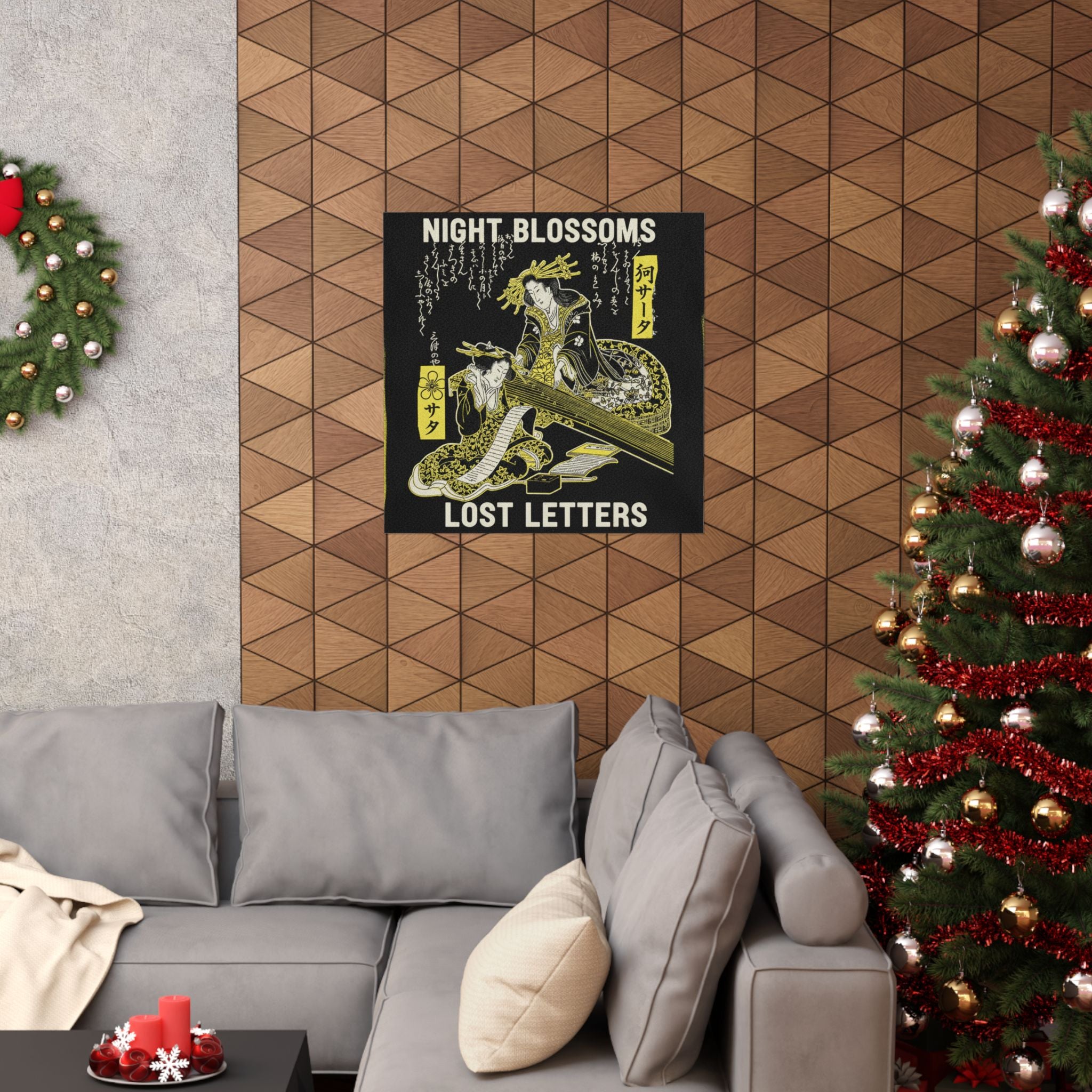 Streetwear Collage — Two Courtesans, One Playing A Koto (Harp) And The Other Reading A Letter — Matte Poster
