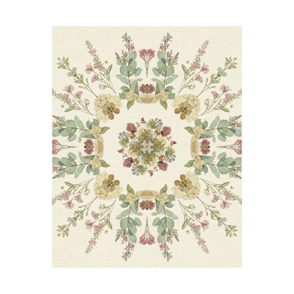 Pressed Wildflower Symmetry Cottagecore Botanical Poster