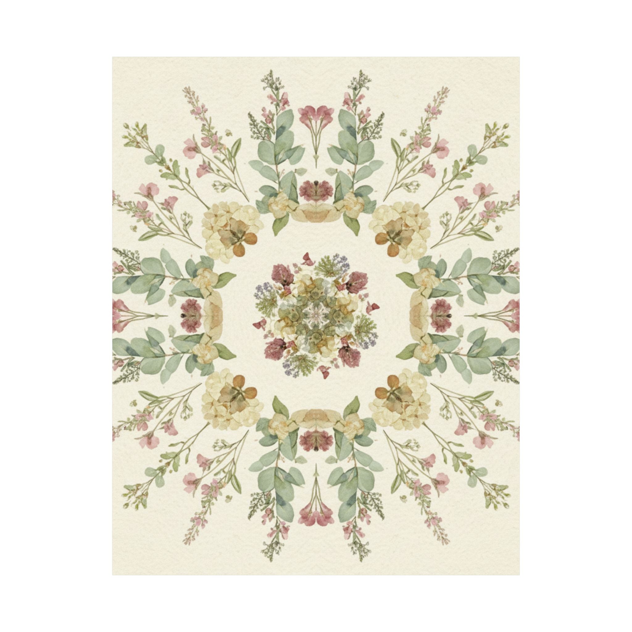 Pressed Wildflower Symmetry Cottagecore Botanical Poster