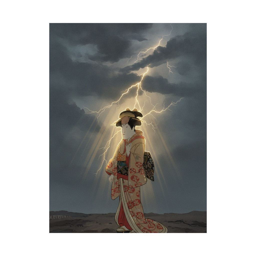 Dramatic Storm — Nakayama Tomisaburō As Miyagino In The Play "Katakiuchi Noriyaibanashi" — Matte Poster