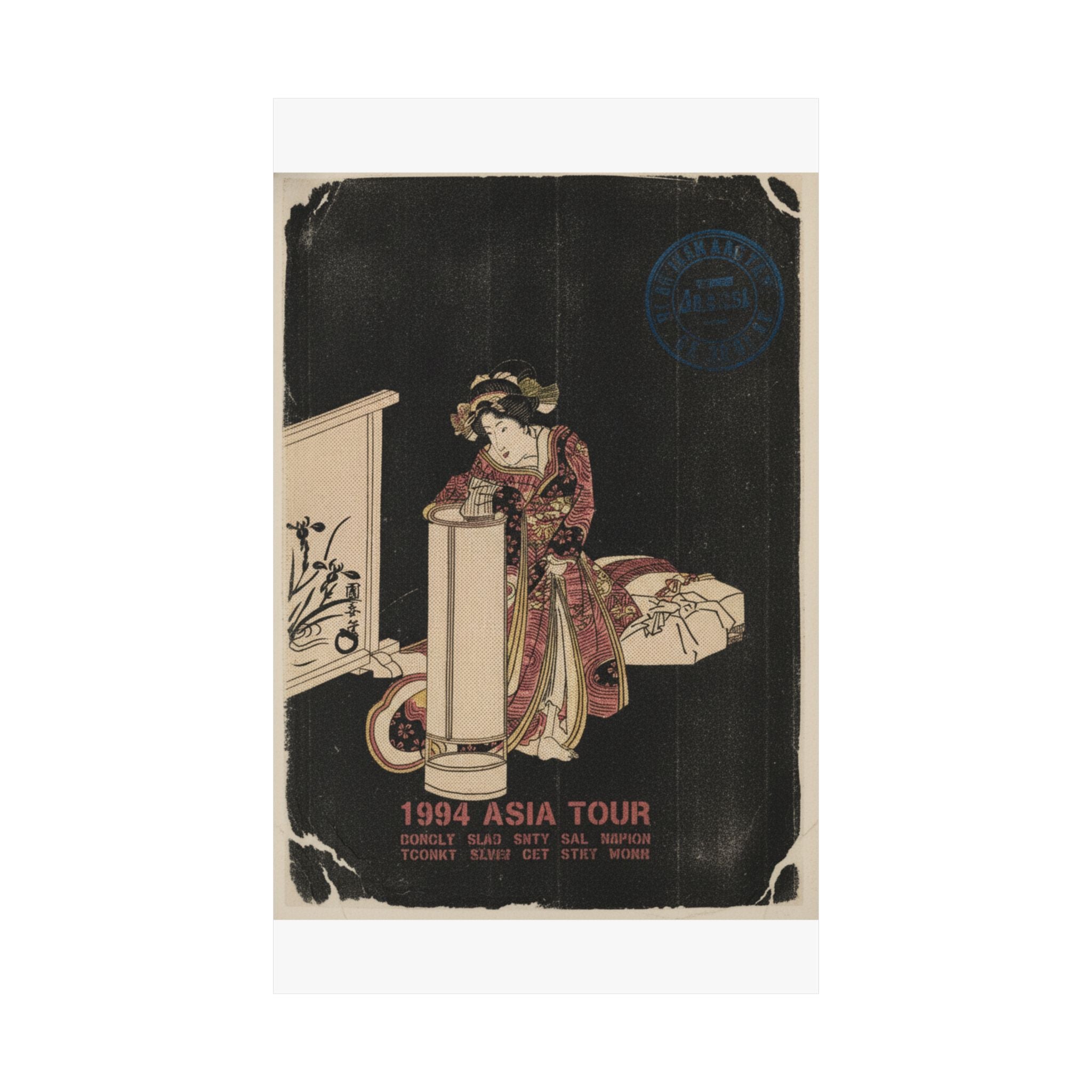 Vintage Bootleg — Young Woman Leaning Over A Tall Lamp — Matte Poster