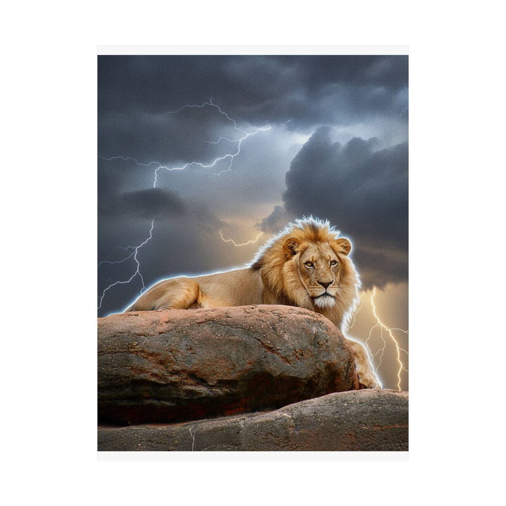 Dramatic Storm — Lion — Matte Poster