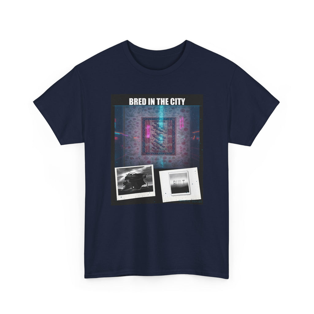 BRED IN THE CITY Neon Glitch Collage Graphic Tee