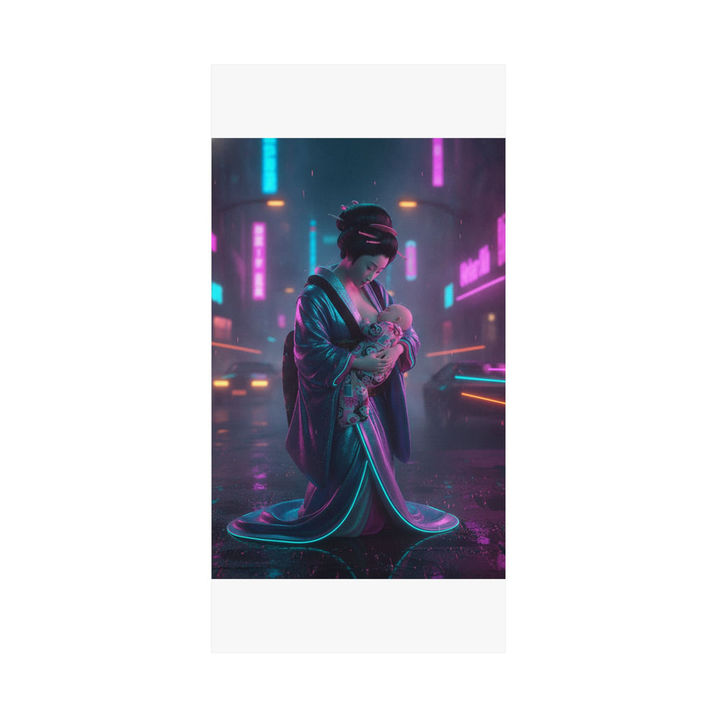 Neon Noir — Young Mother Nursing Her Baby — Matte Poster