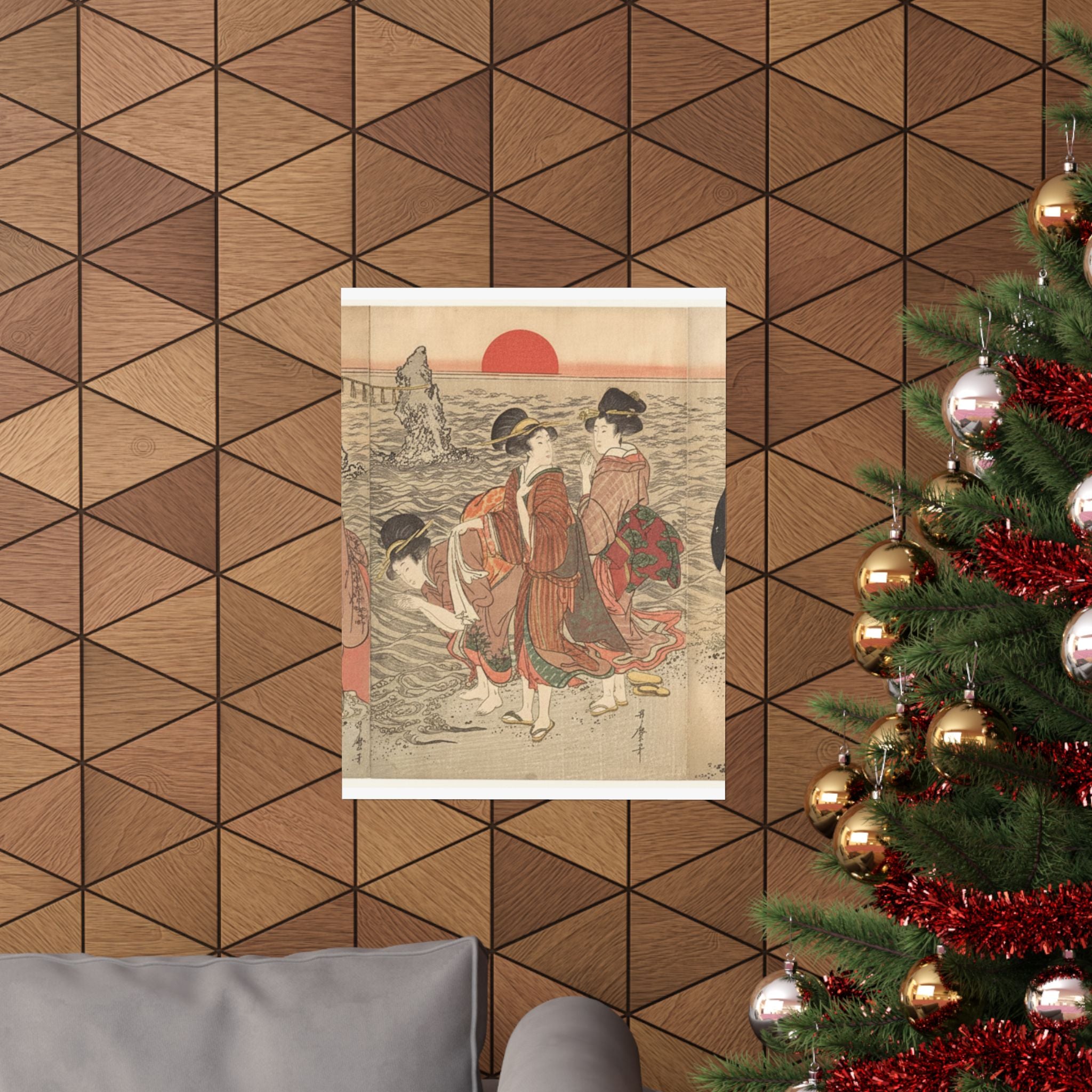 Ecommerce Main — Women Worshipping The Rising Sun Between The Twin Rocks At Ise — Matte Poster