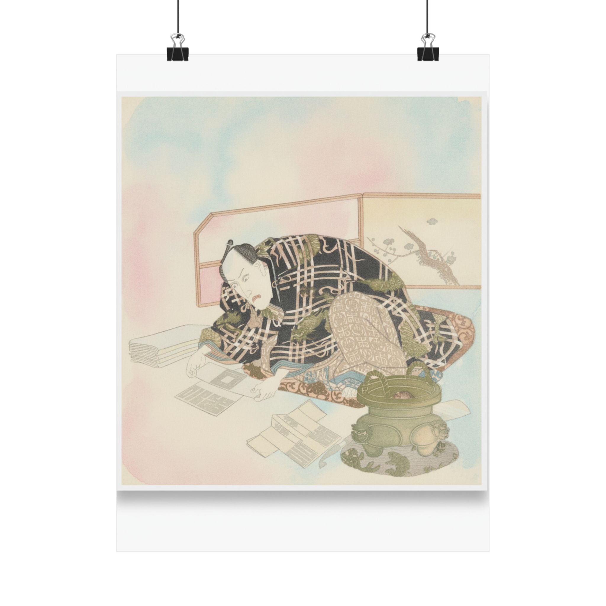 Watercolor — Ichikawa Danjūrō Vii Preparing New Year'S Gifts — Matte Poster