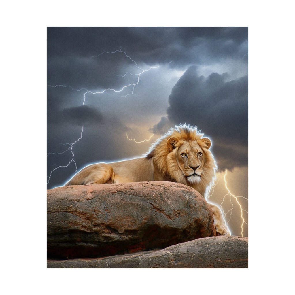 Dramatic Storm — Lion — Matte Poster