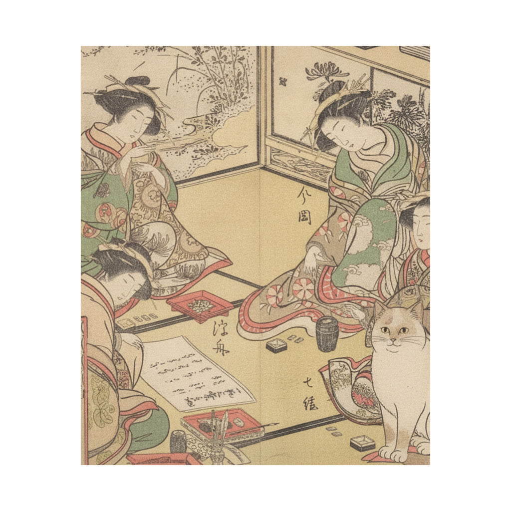 Botanical — Four Oiran Of The House Called Kadokana-Ya Playing The Game Of Ko-Awase (Incense — Matte Poster
