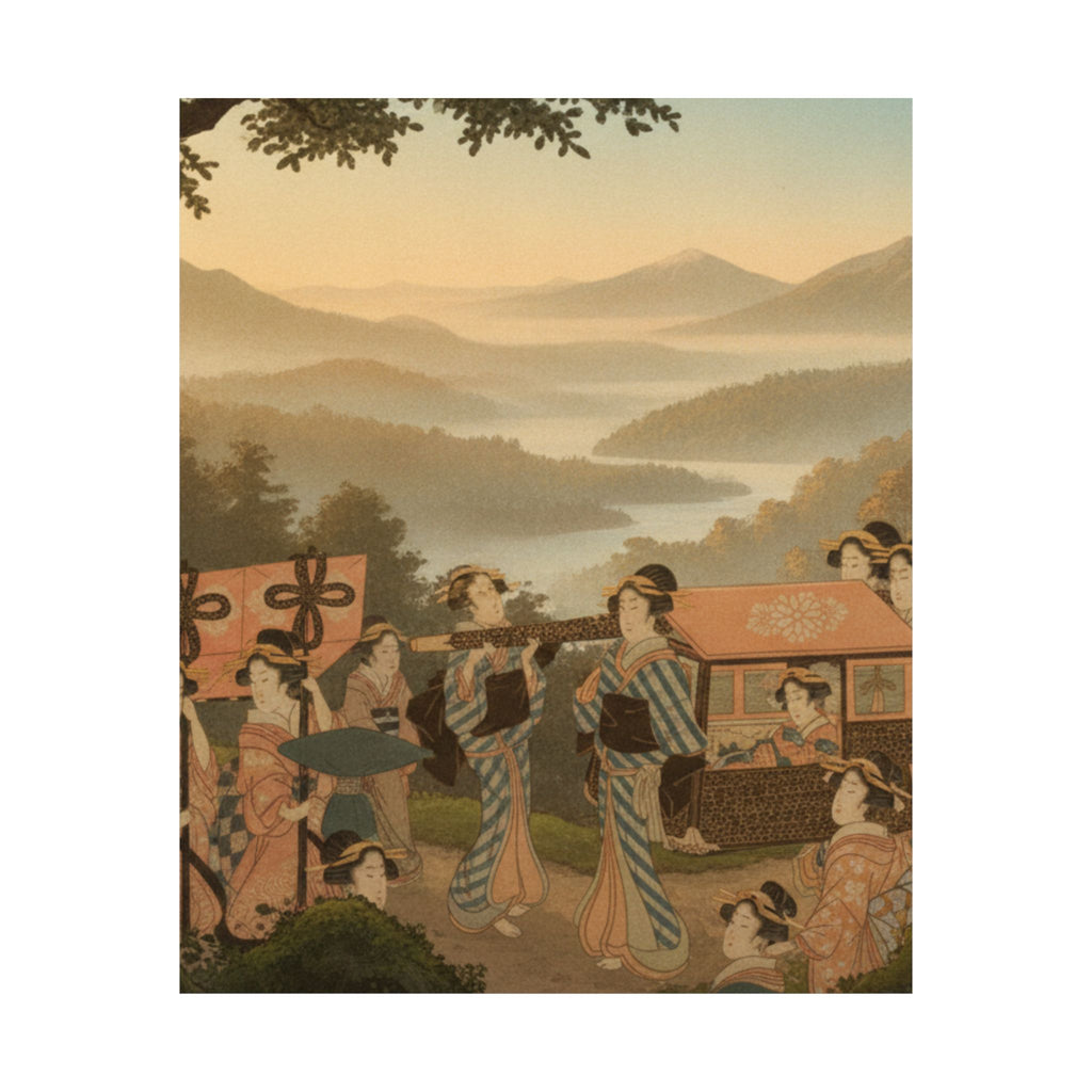 Scenic Nature — Promenade Of Famous Beauty Escorted By Many Female Attendants — Matte Poster