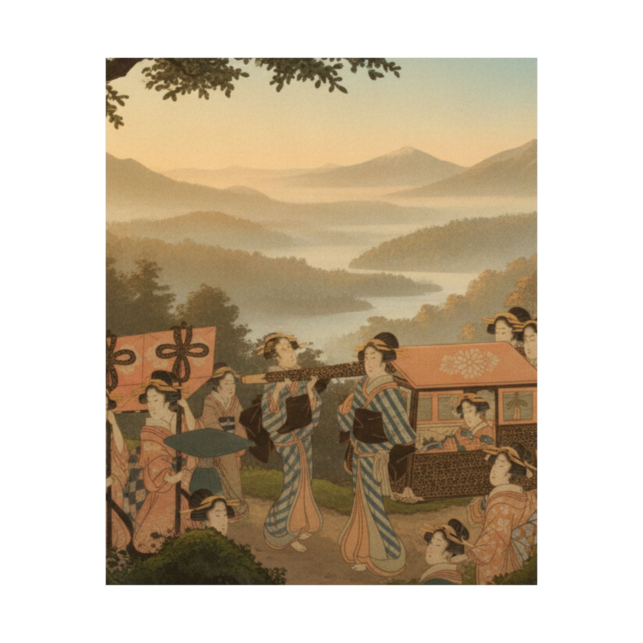 Scenic Nature — Promenade Of Famous Beauty Escorted By Many Female Attendants — Matte Poster