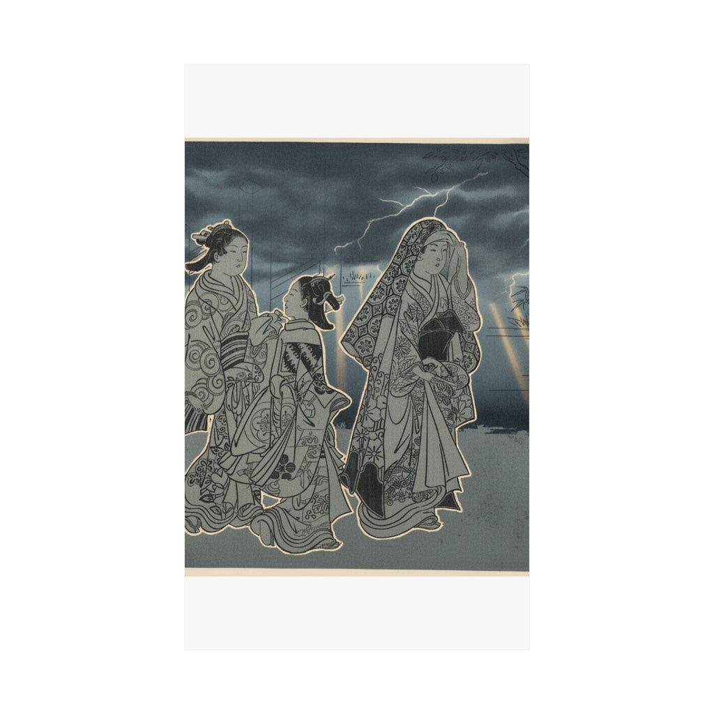 Dramatic Storm — A Courtesan Followed By Two Girl Attendants — Matte Poster