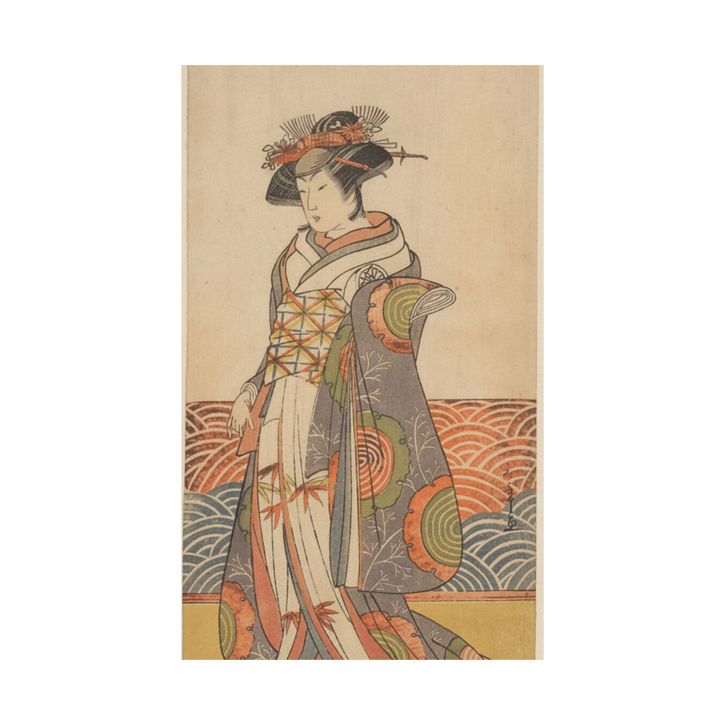 Product Marketing — The Third Segawa Kikunojo As A Woman Standing In A Room Having A Wave-Pattern Da — Matte Poster