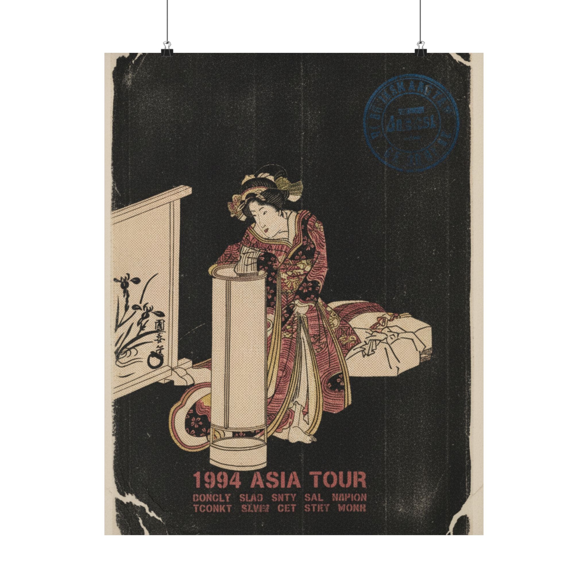 Vintage Bootleg — Young Woman Leaning Over A Tall Lamp — Matte Poster