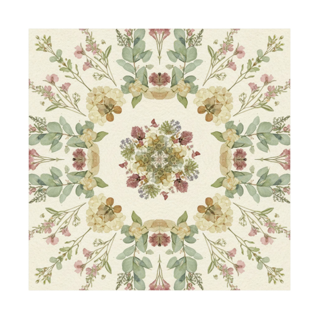 Pressed Wildflower Symmetry Cottagecore Botanical Poster