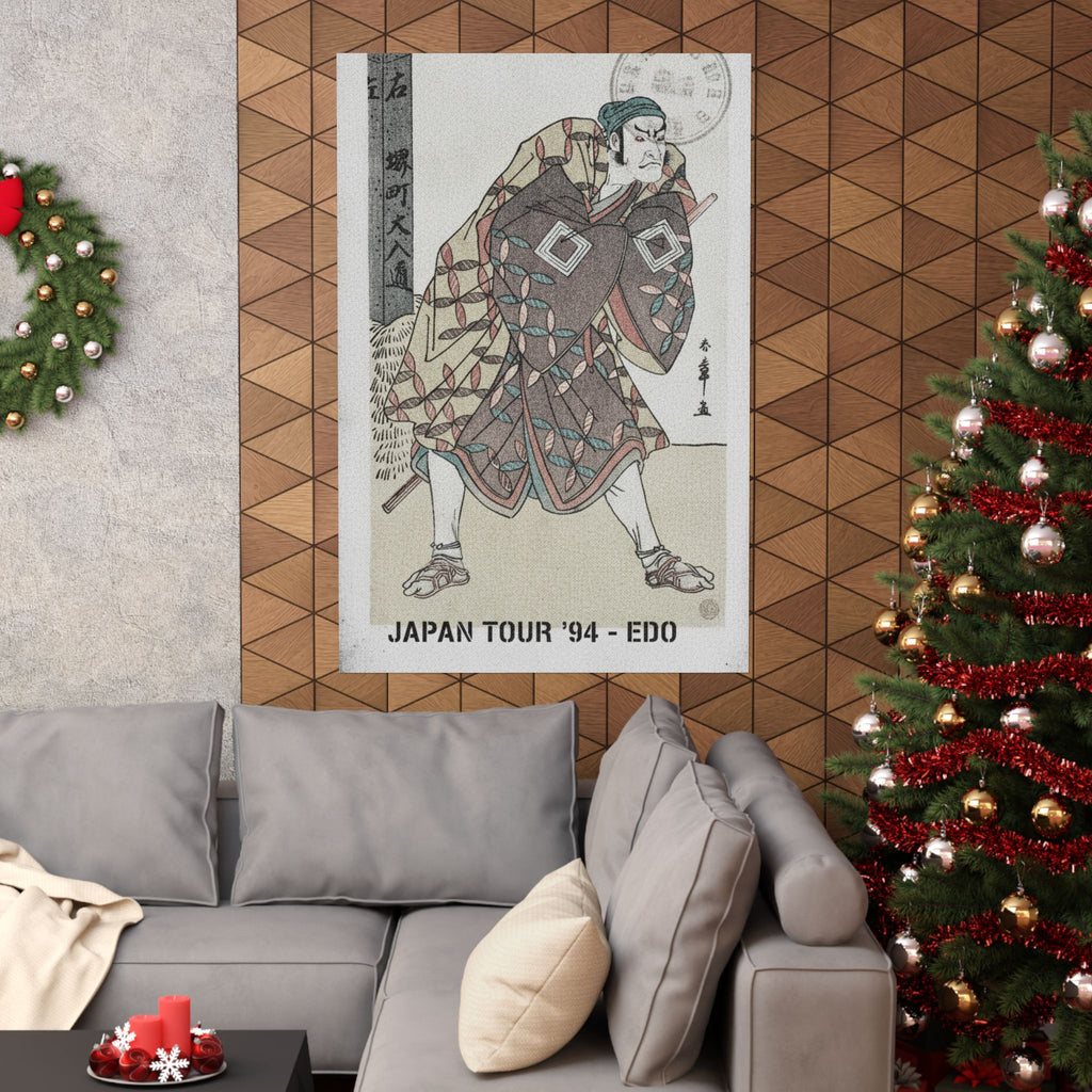Vintage Bootleg — The Fifth Ichikawa Danjuro As A Kago Bearer Standing Near A Mile Post — Matte Poster