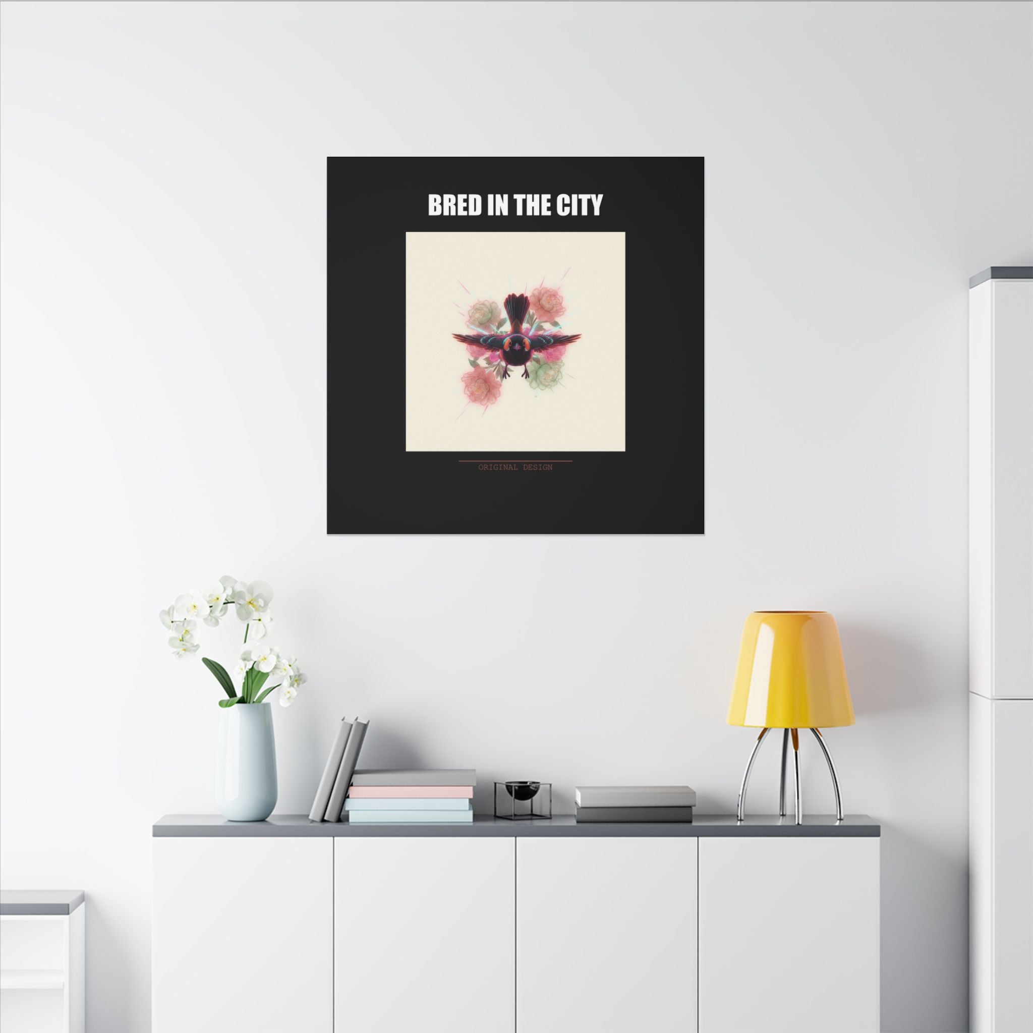 BRED IN THE CITY Flying Bird & Roses Matte Canvas