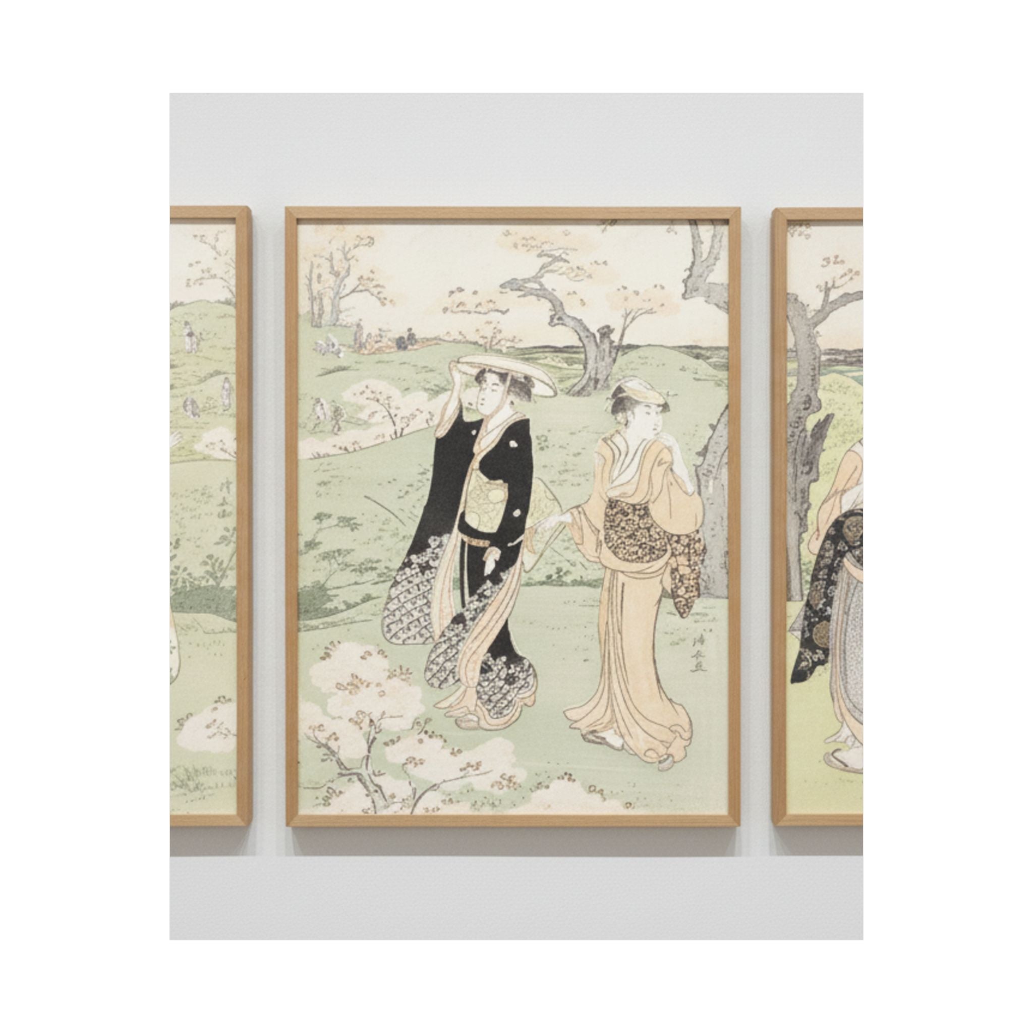 Watercolor — Young Ladies Viewing Cherry–Blossoms At Asukayama — Matte Poster