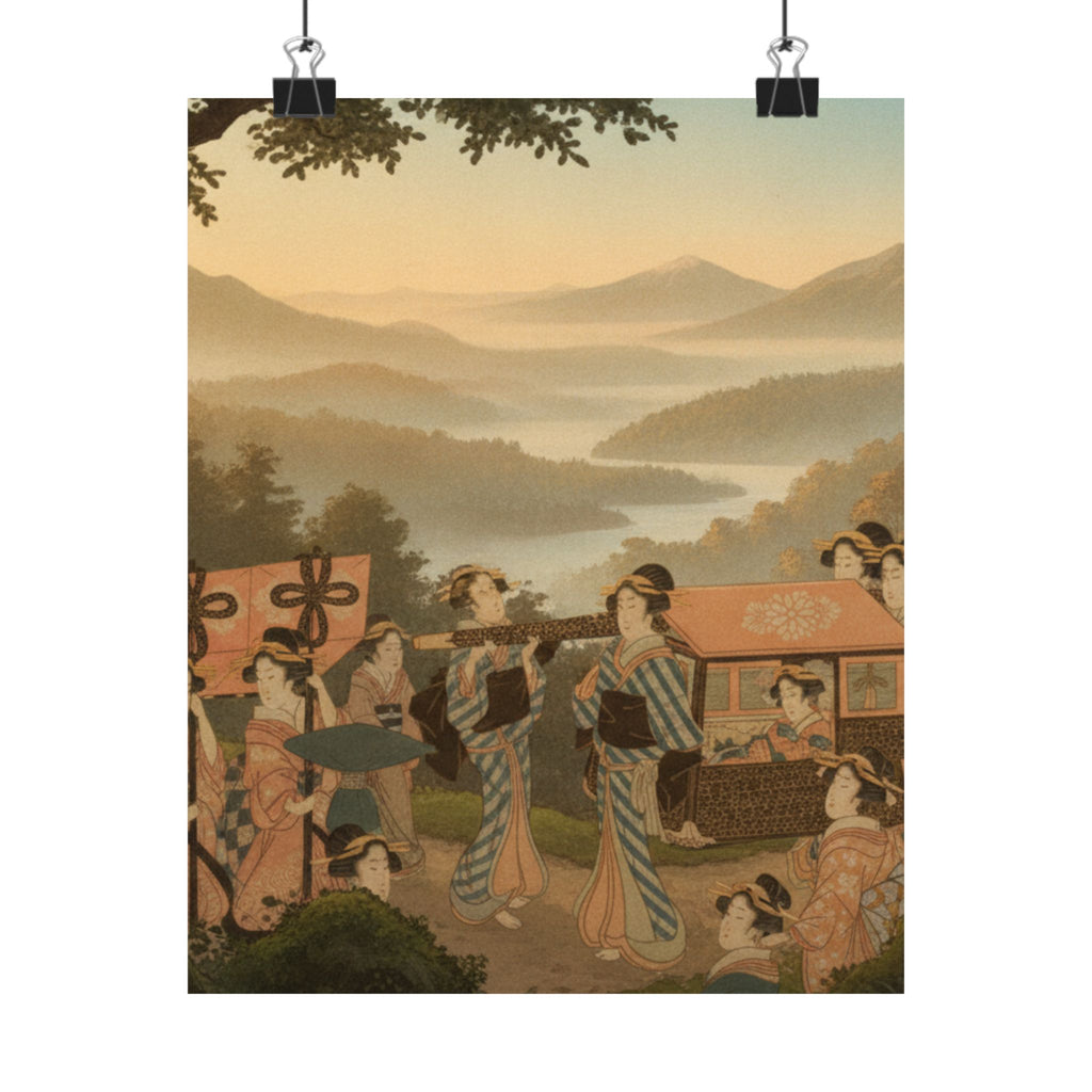 Scenic Nature — Promenade Of Famous Beauty Escorted By Many Female Attendants — Matte Poster