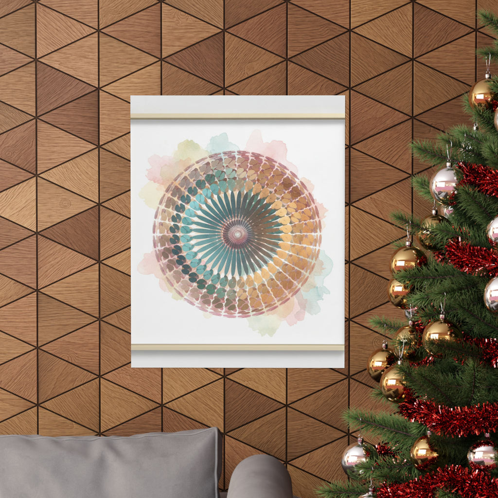 Terracotta and Teal Watercolour Spiral Mandala Poster