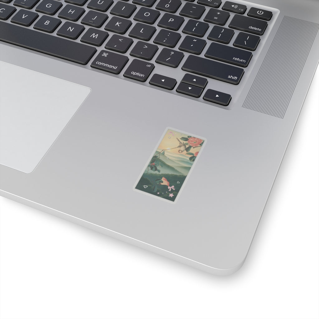 Scenic Nature — Camellia And Bullfinch — Kiss-Cut Sticker