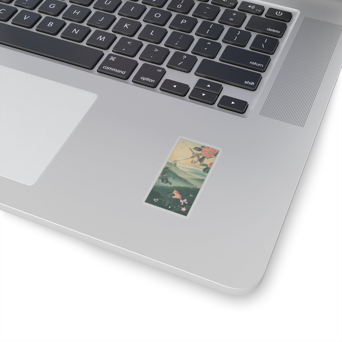 Scenic Nature — Camellia And Bullfinch — Kiss-Cut Sticker