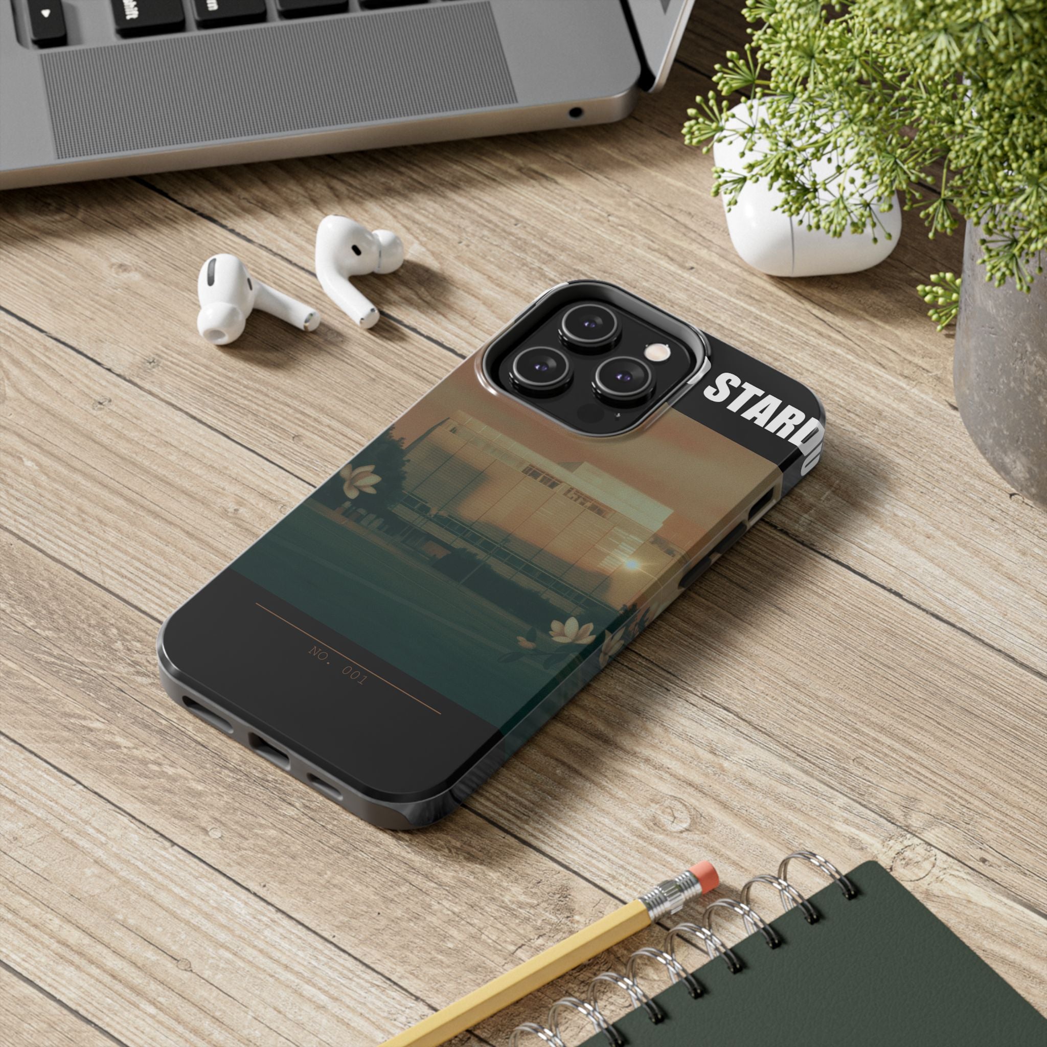 Dusk Brutalist Building and Daisies Photo Phone Case