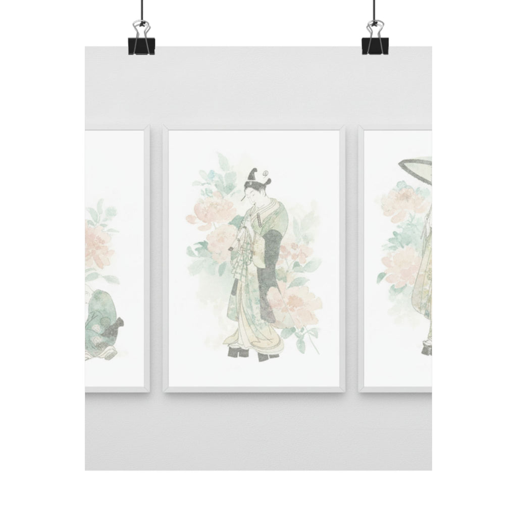 Watercolor — Tripytych Of Young Men — Matte Poster