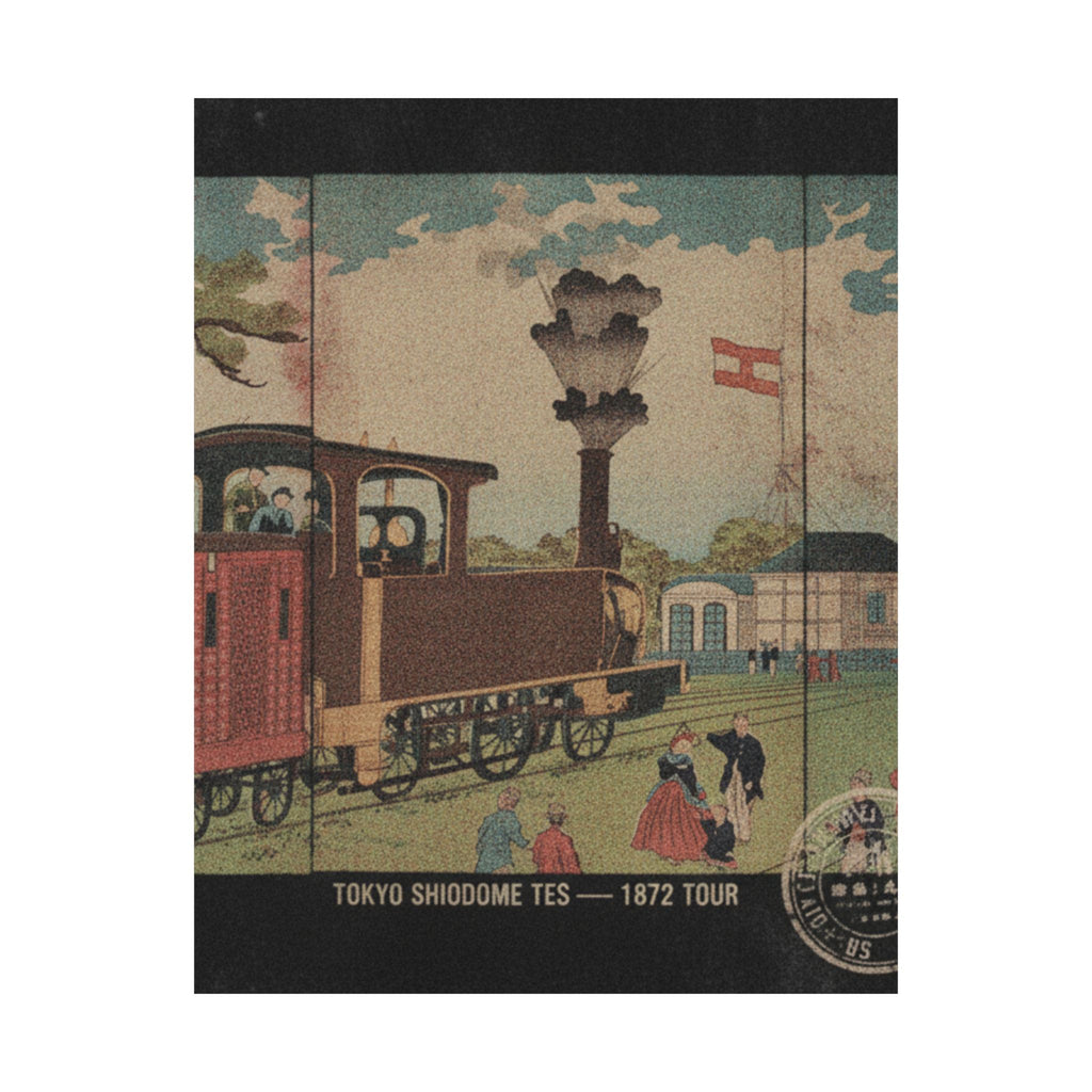 Vintage Bootleg — Illustration Of A Steam Locomotive Passing Shiodome In Tokyo (Tōkyō Shiodome Tes — Matte Poster