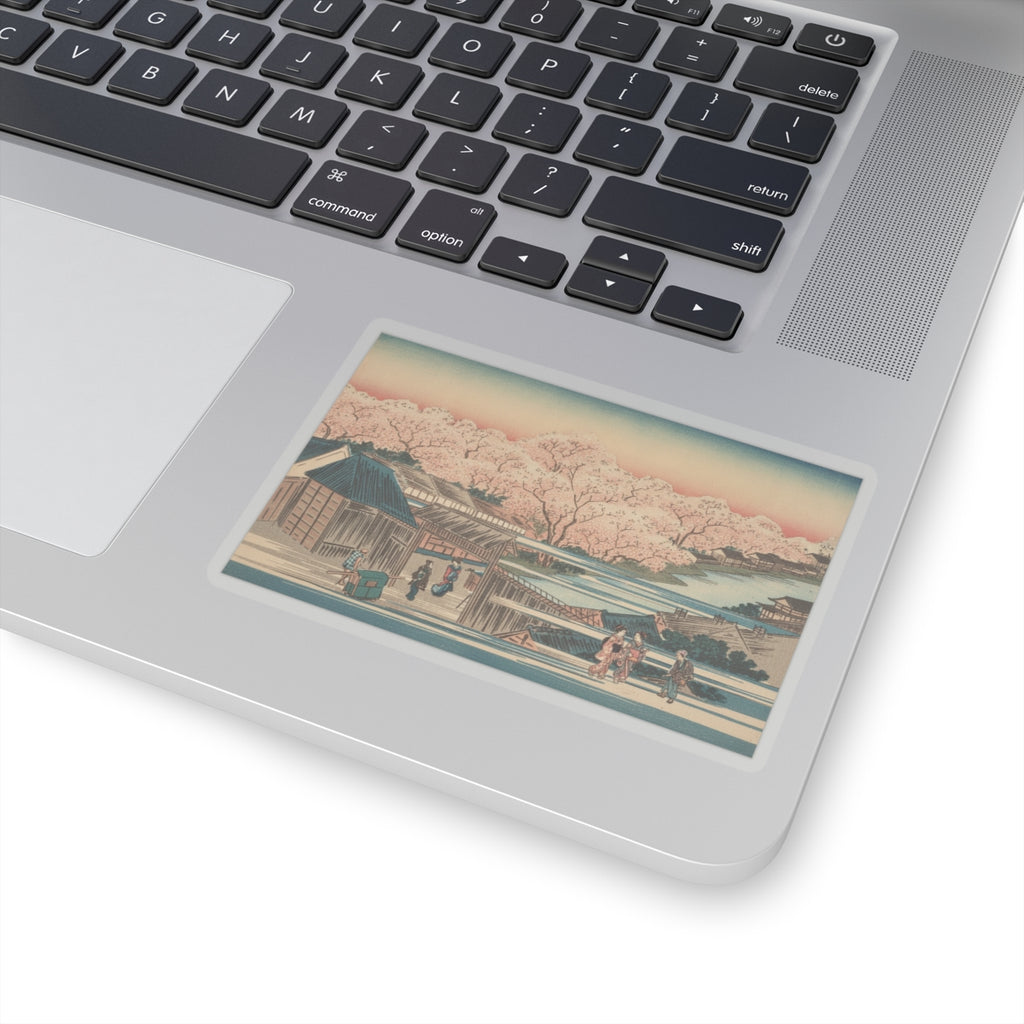 Scenic Nature — Morning Cherries At Yoshiwara — Kiss-Cut Sticker