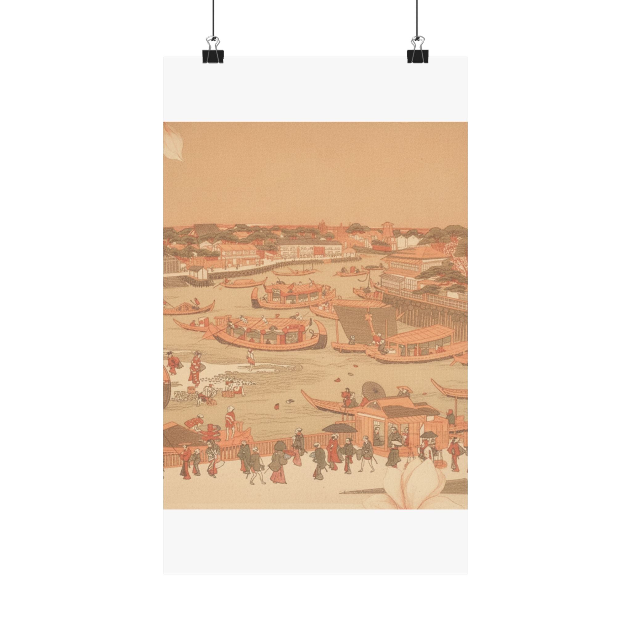 Southern Sunset — New Great Bridge At Naka Zu In Edo — Matte Poster