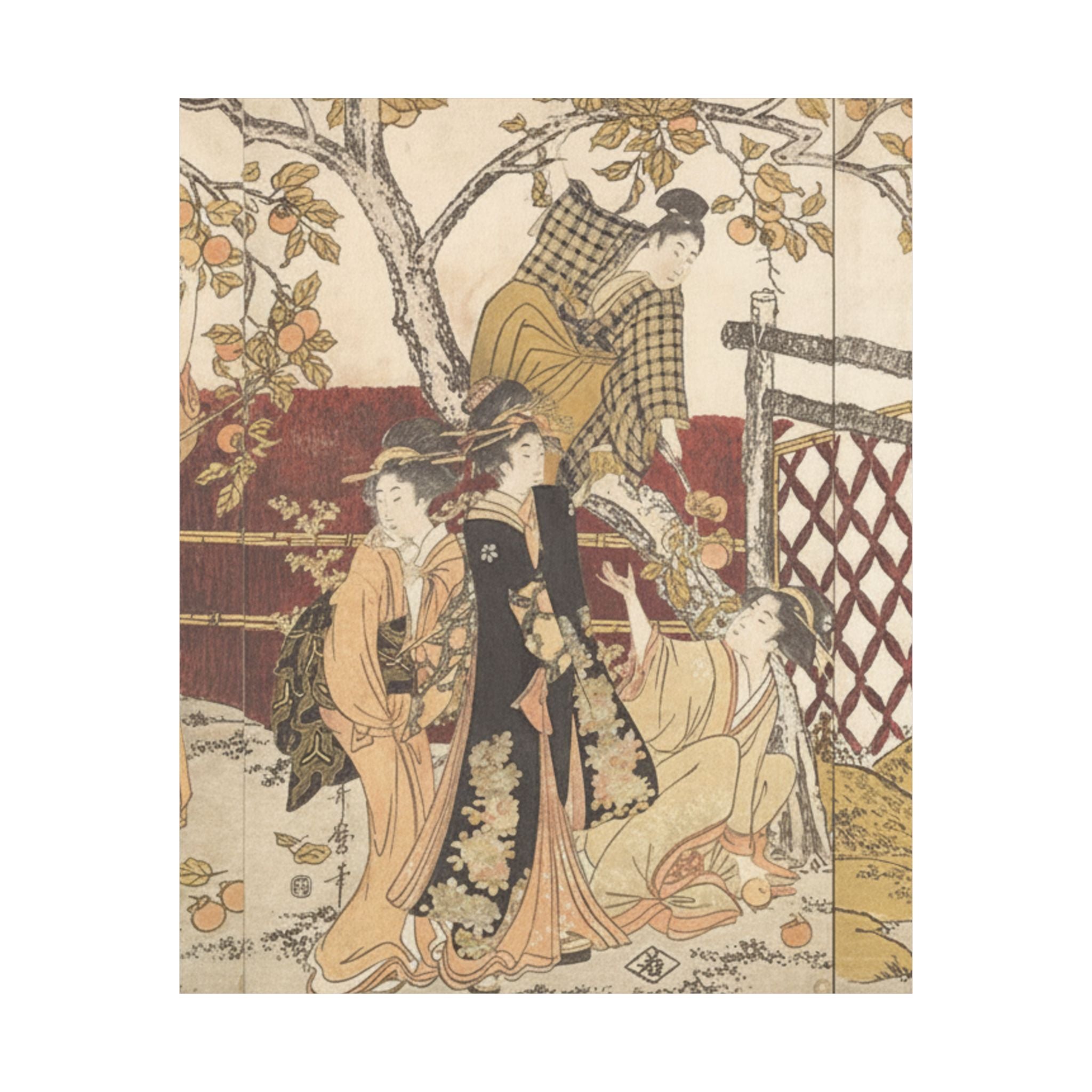 Botanical — Picking Persimmons (Kaki-Mogi) — Matte Poster