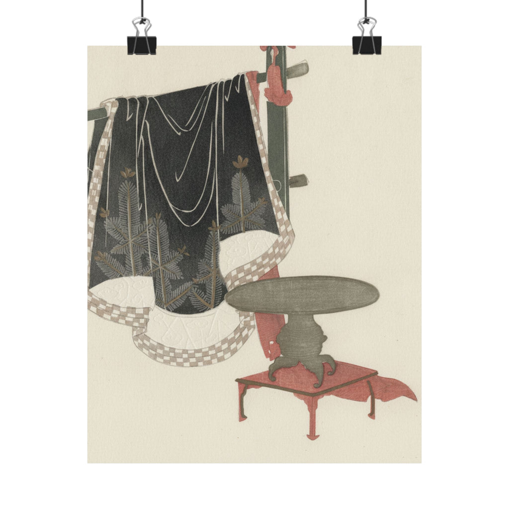 Botanical — Flower Vase With Stand; Dress Hanging On A Clothesrack — Matte Poster