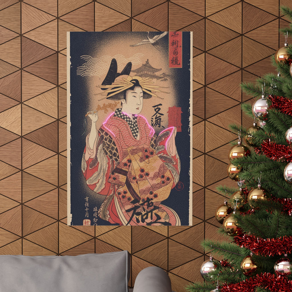 Japanese Street — Courtesan With Branch Of Seri — Matte Poster