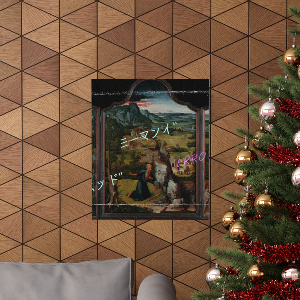 Glitched Renaissance Triptych Vaporwave ERROR Matte Poster