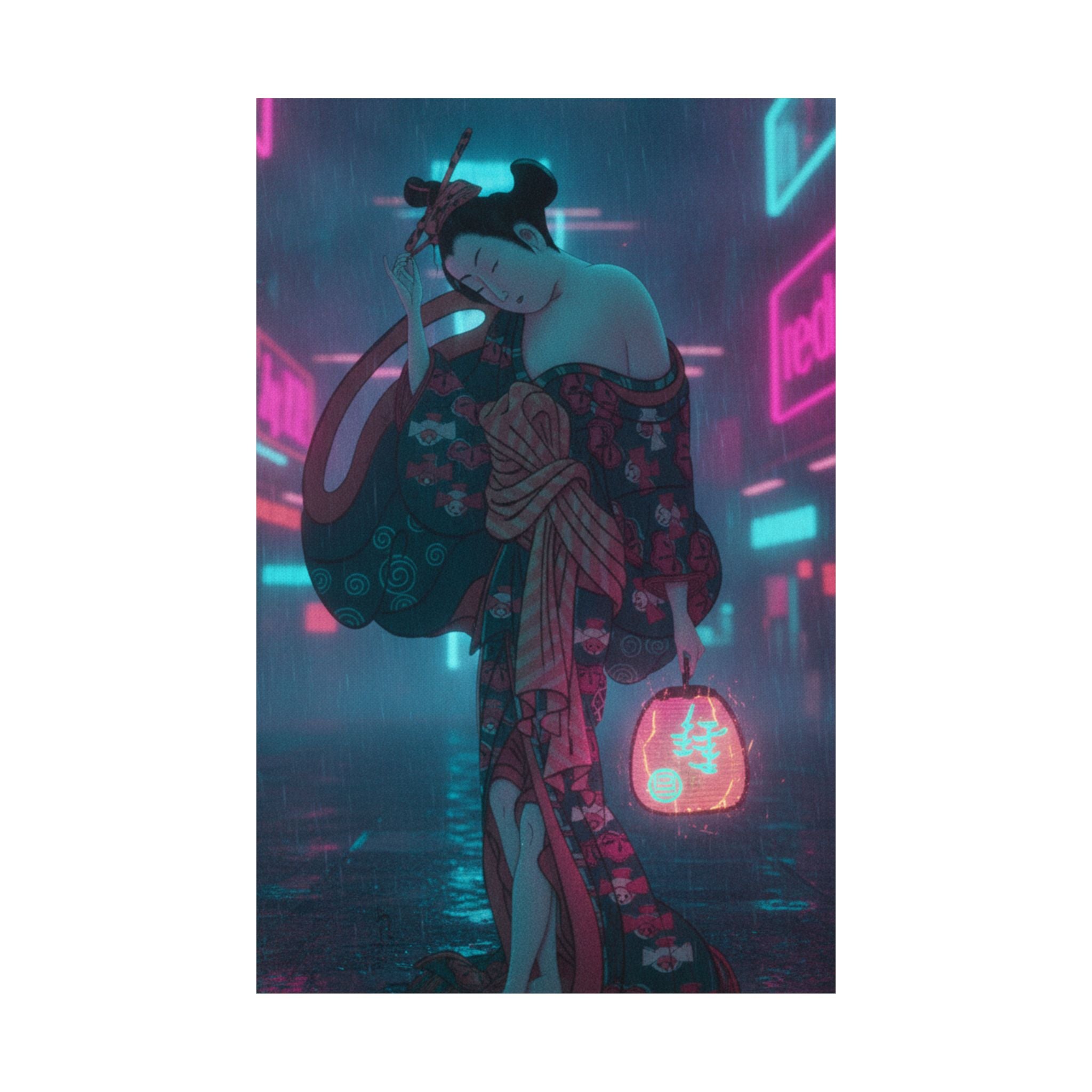 Neon Noir — Summer Willow In The Breeze — Matte Poster