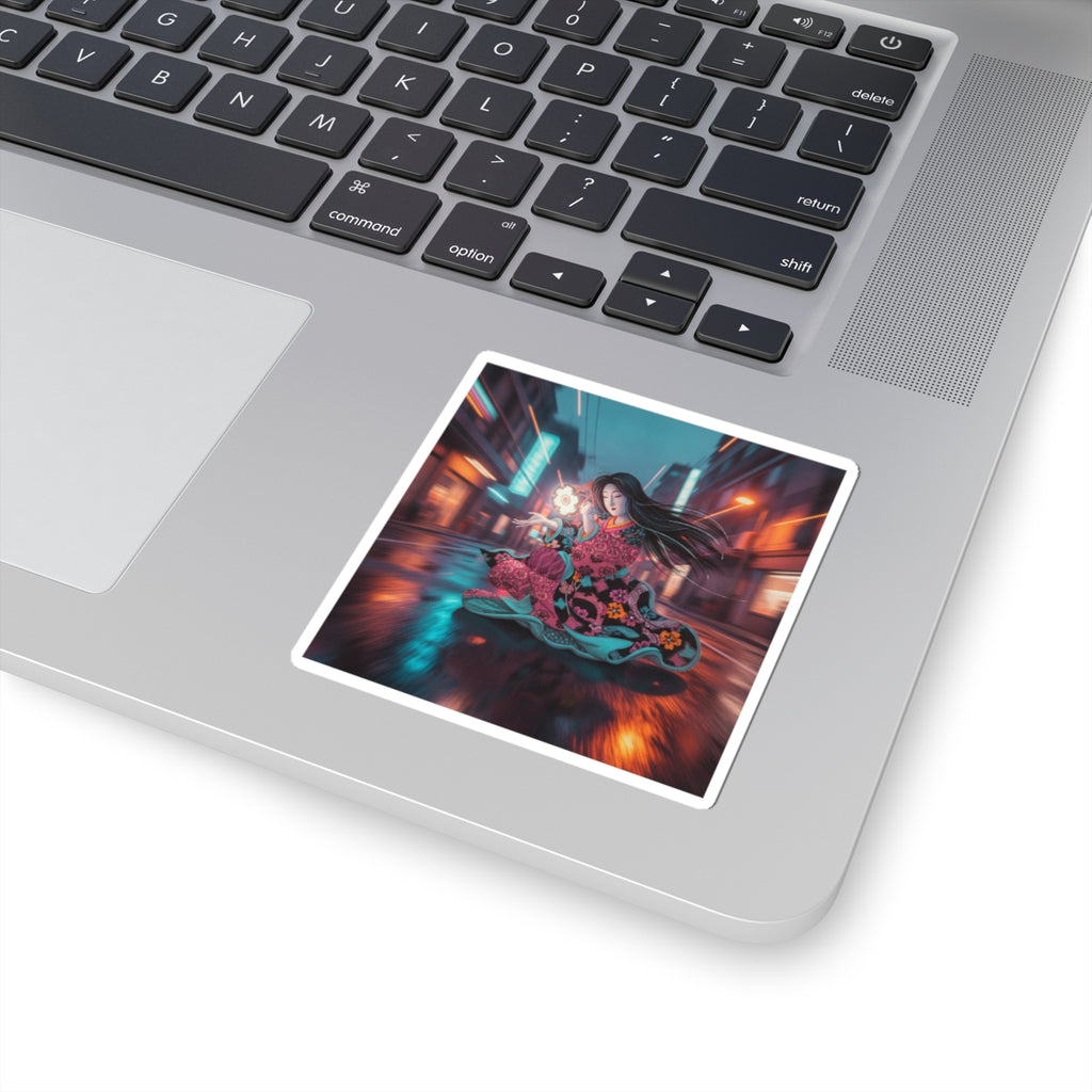 Fast Furious — Woman Playing The Tsuzumi — Kiss-Cut Sticker