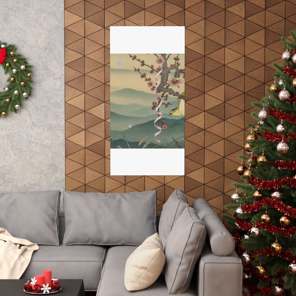 Scenic Nature — Bush Warbler On A Plum Branch (Ume Ni Uguisu) — Matte Poster