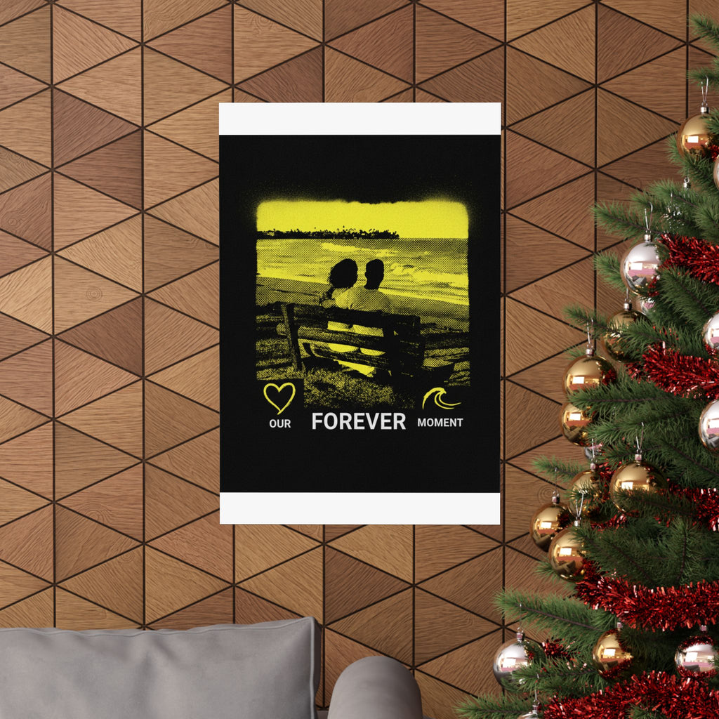 Our Forever Moment Beach Sunset Couple Yellow Matte Poster