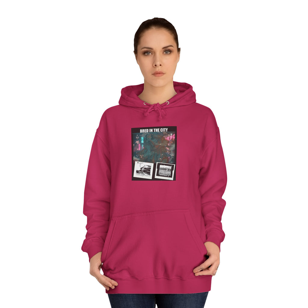 Bred In The City Neon Car Polaroid Collage Hoodie