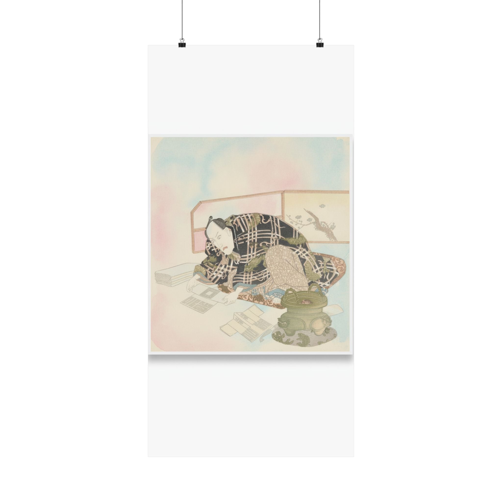 Watercolor — Ichikawa Danjūrō Vii Preparing New Year'S Gifts — Matte Poster