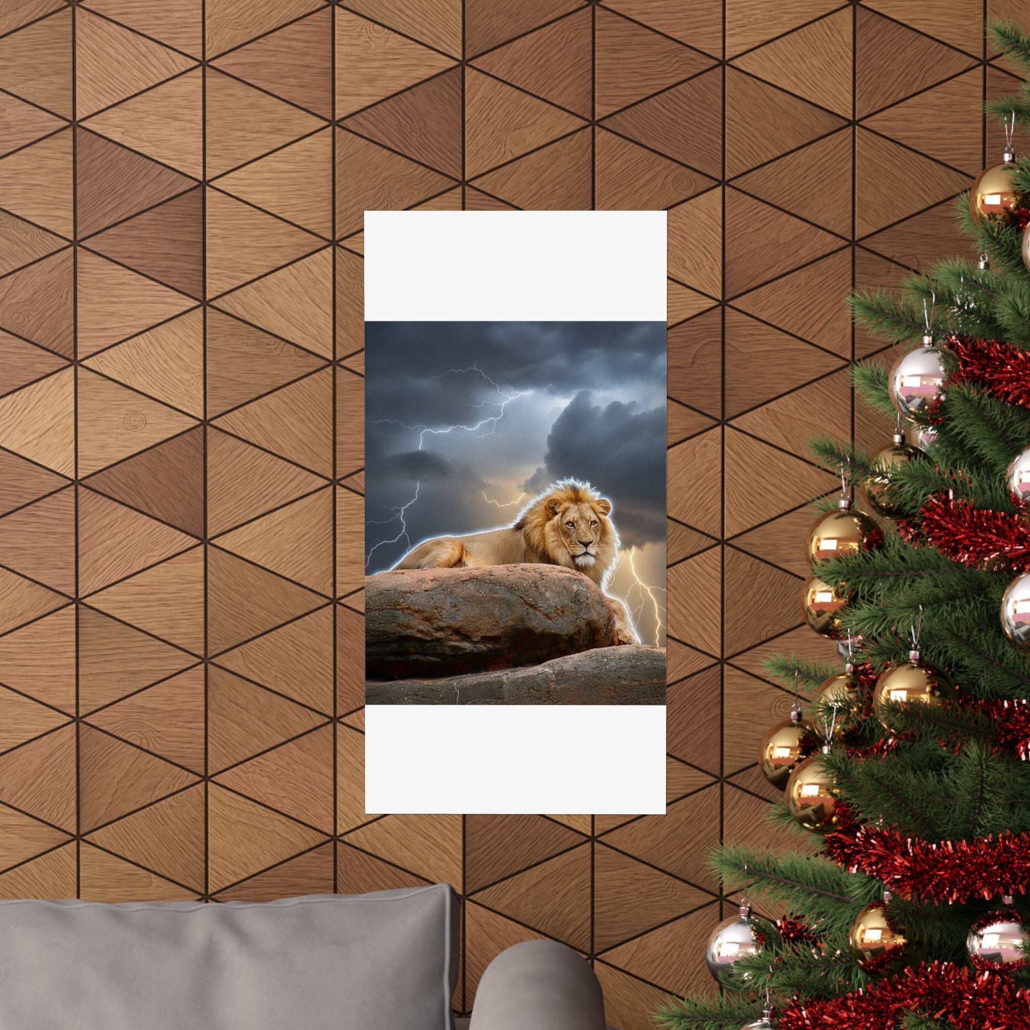 Dramatic Storm — Lion — Matte Poster
