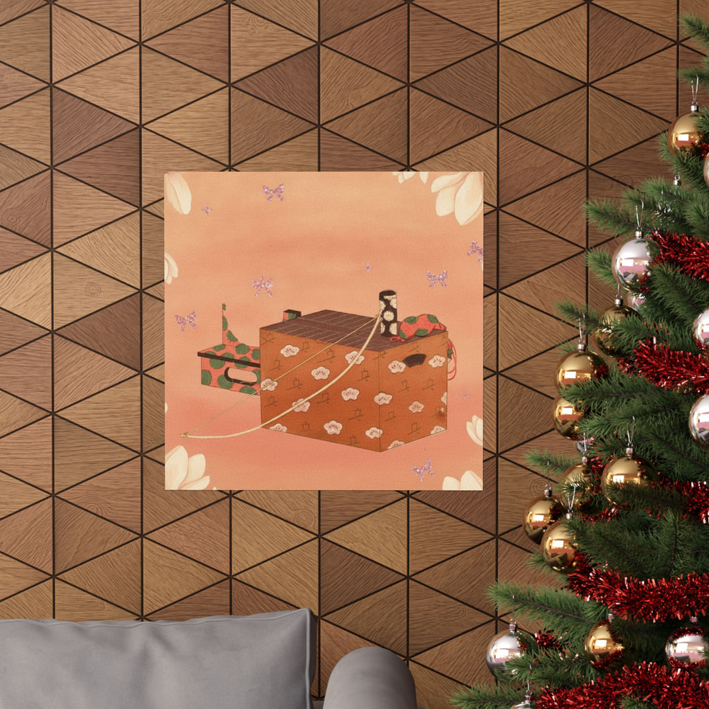 Southern Sunset — Box For Sugoroku Game (A Kind Of Backgammon), Bow And Drum — Matte Poster