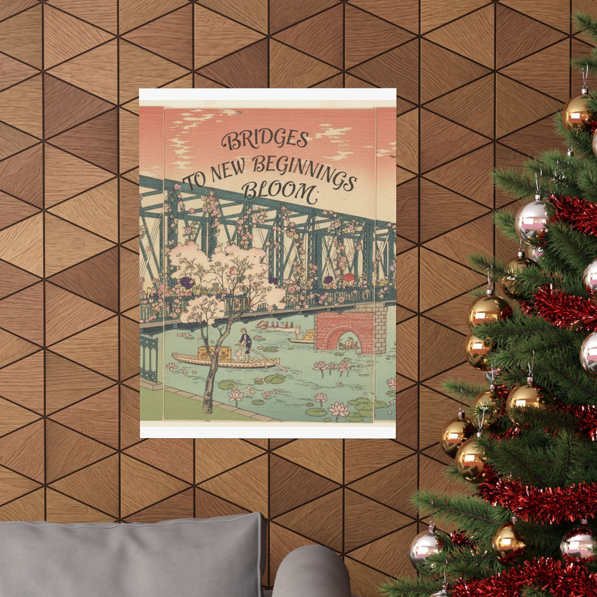 Affirmation — Illustration Of The Opening Of Azuma Bridge In Tokyo (Tokyo Meisho No Uchi Azuma — Matte Poster