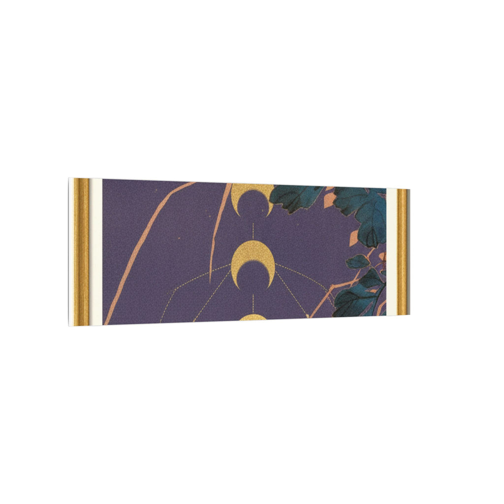 Chrysanthemum and Gold Moon Phases Woodblock Matte Canvas