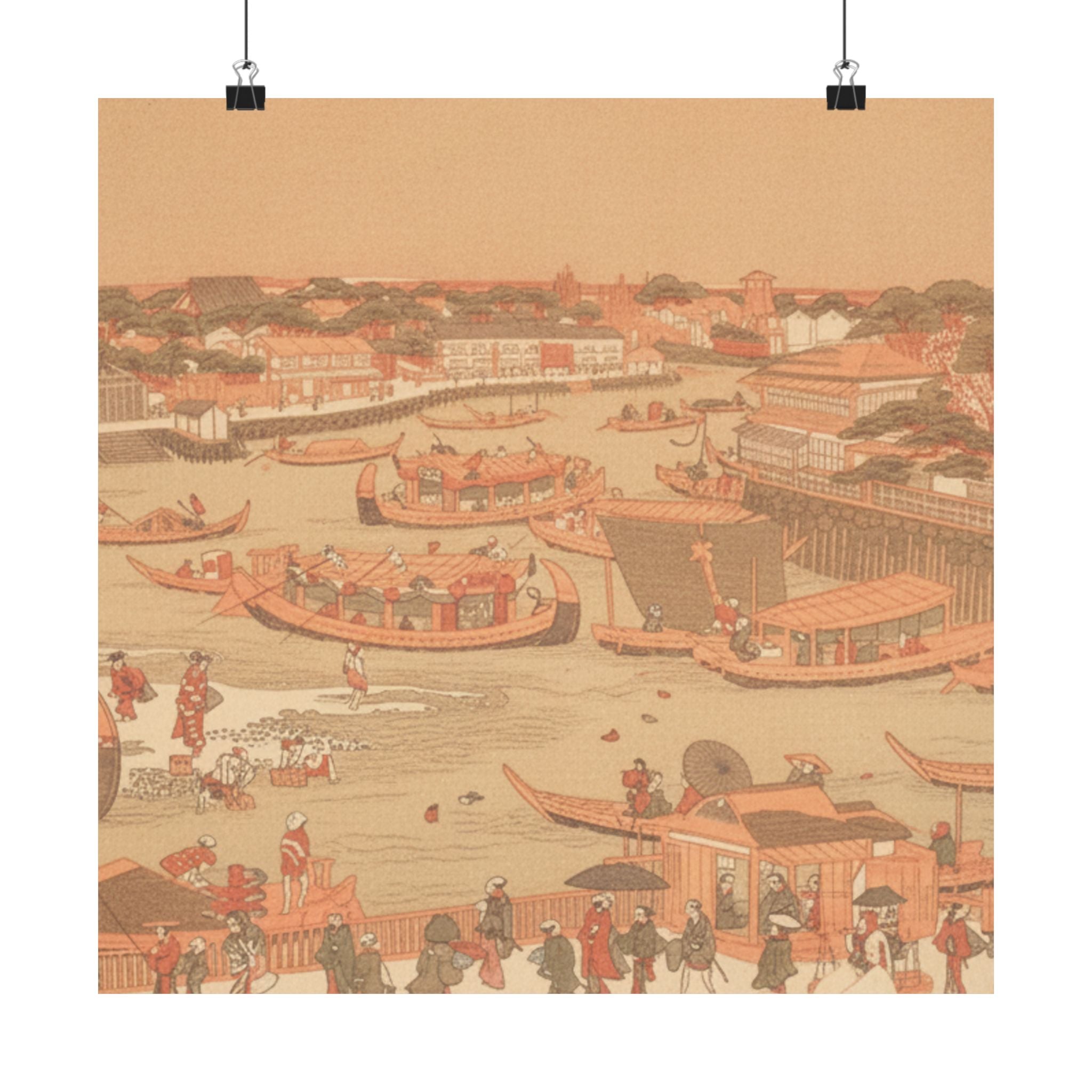 Southern Sunset — New Great Bridge At Naka Zu In Edo — Matte Poster
