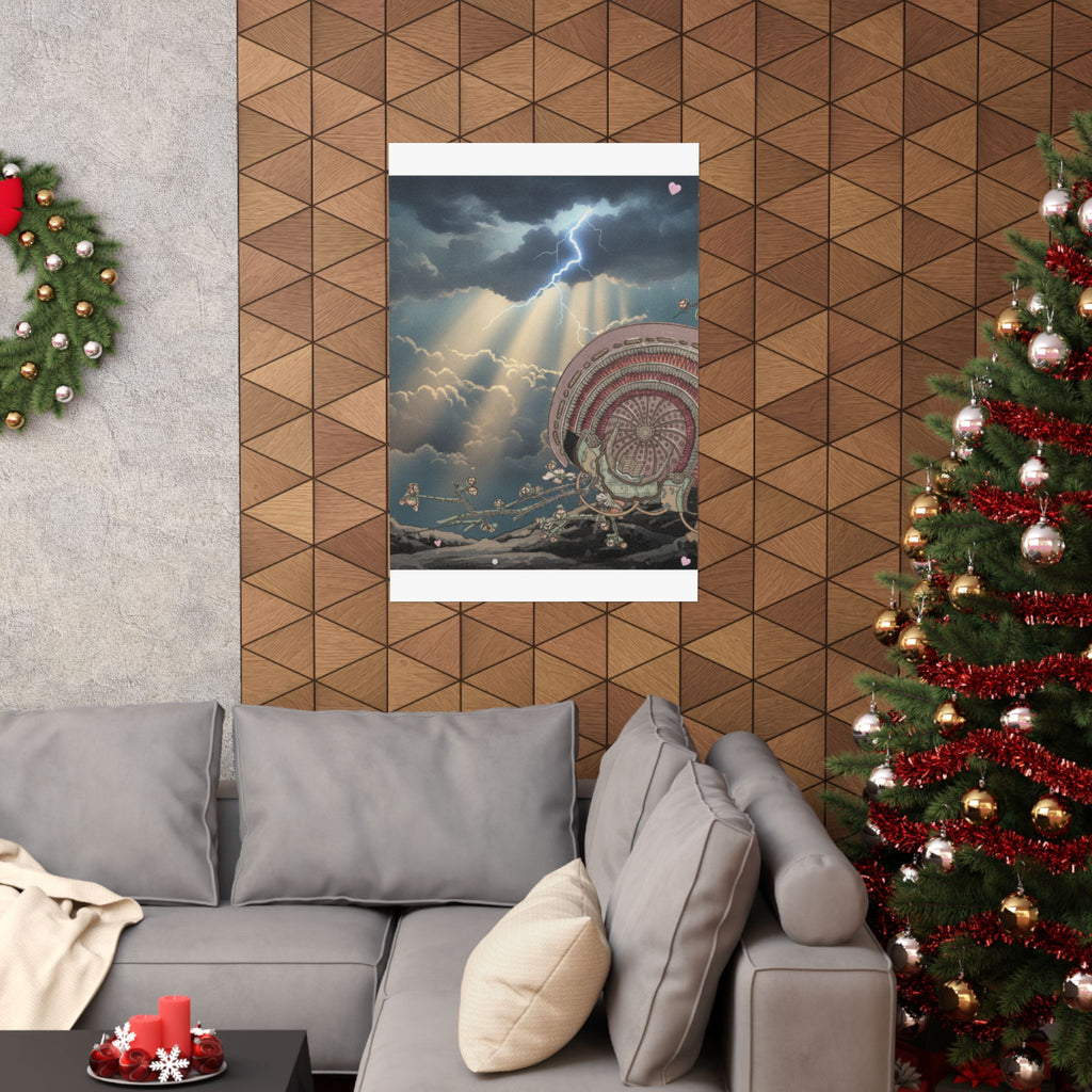 Dramatic Storm — Helmet And Plum Blossoms — Matte Poster
