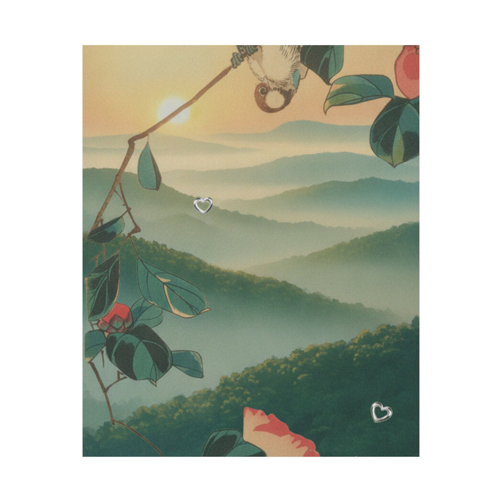 Scenic Nature — Camellia And Bullfinch — Matte Poster