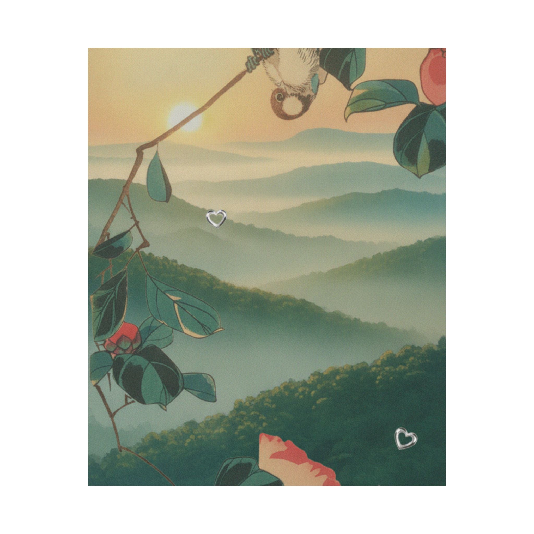 Scenic Nature — Camellia And Bullfinch — Matte Poster
