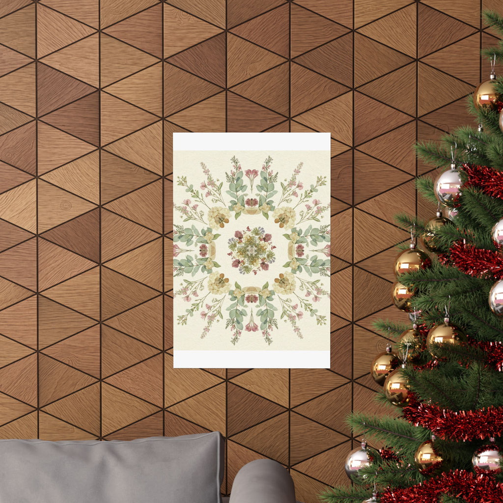Pressed Wildflower Symmetry Cottagecore Botanical Poster