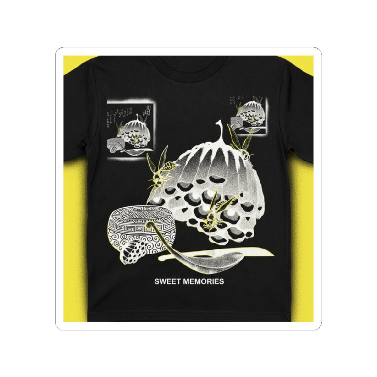 Streetwear Collage — Hives With Wasps, And A Box With A Spoon For Honey — Kiss-Cut Sticker